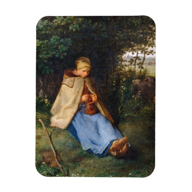Jean-Francois Millet - The Knitter Magnet (Vertical)