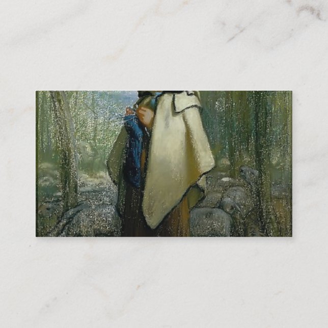 Jean-Francois Millet- The Knitting Shepherdess Business Card (Back)