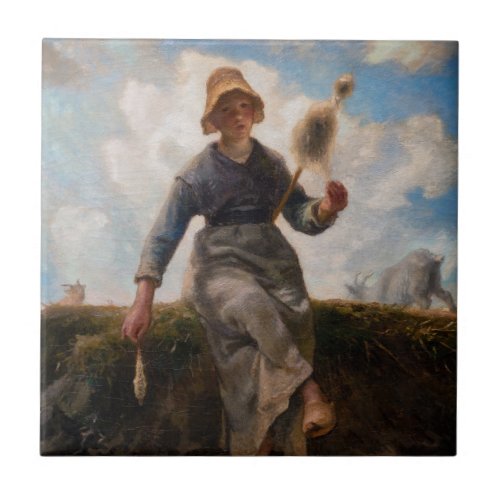 Jean_Francois Millet _ The Spinner Girl Ceramic Tile