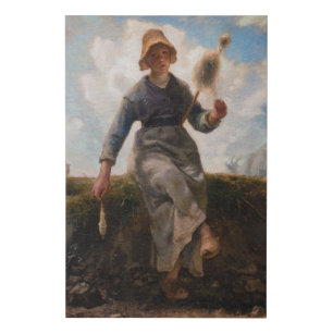 Jean-Francois Millet - The Spinner Girl Faux Canvas Print
