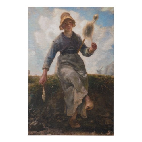 Jean_Francois Millet _ The Spinner Girl Faux Canvas Print