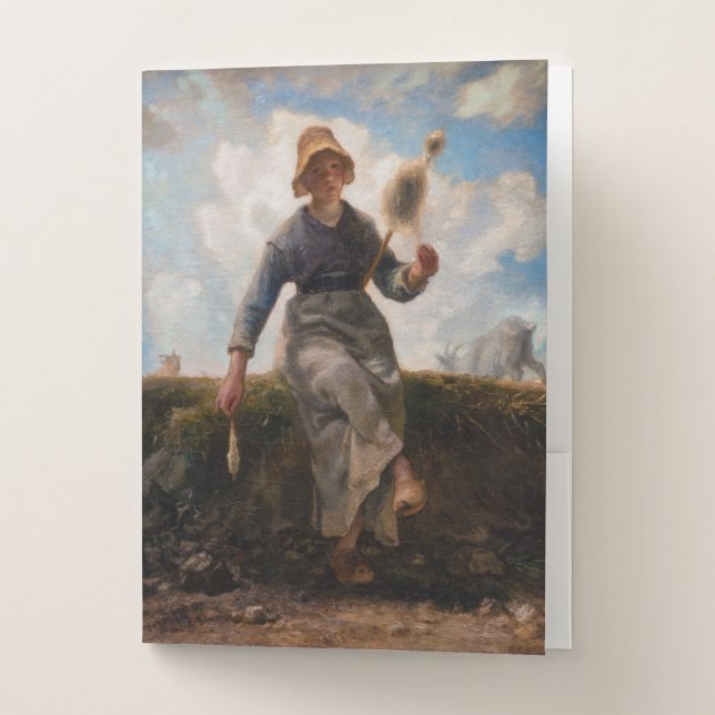 Jean-Francois Millet - The Spinner Girl Pocket Folder (Front)