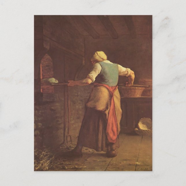 Jean-Francois Millet- Woman baking bread Postcard (Front)