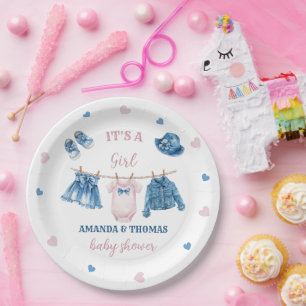 Jean Girl Baby Shower Paper Plates
