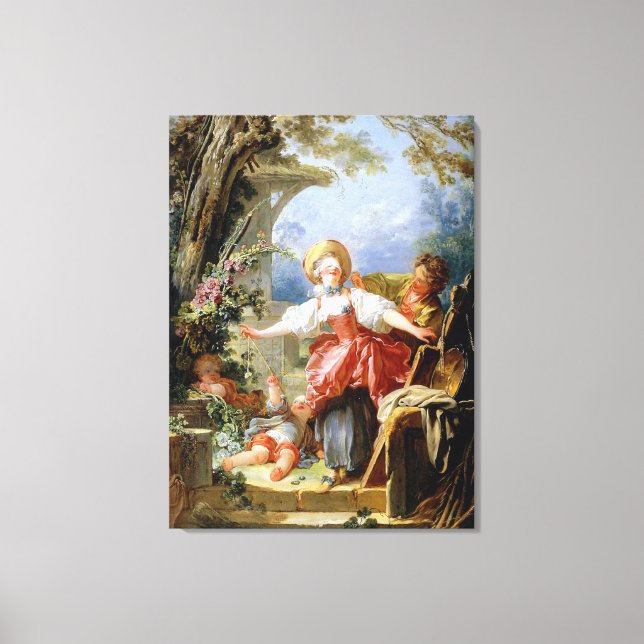 Jean-Honoré Fragonard's Blind Man's Bluff Game Canvas Print (Front)