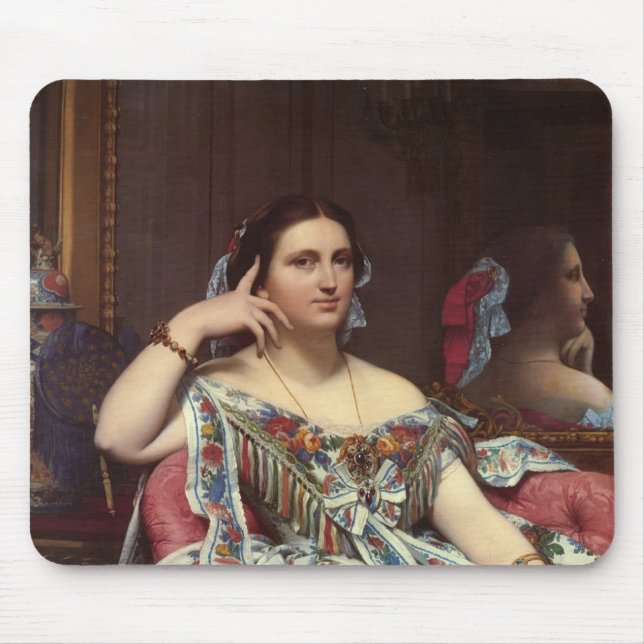 Jean ingres- Portrait of Madame Moitessier Sitting Mouse Pad (Front)