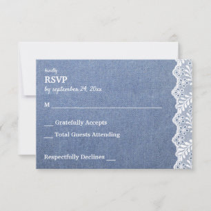 Jean & Lace no Meal RSVP Card