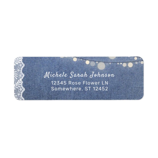 Jean Lace & String Lights Return Address Label (Front)