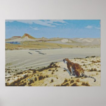 Jean-léon Gérôme - Tiger On The Watch (modified) Poster by niceartpaintings at Zazzle