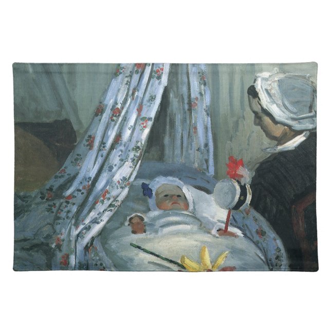 Jean Monet in His Cradle by Claude Monet Cloth Placemat (Front)