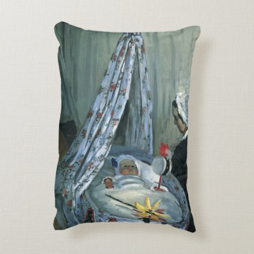 Jean Monet in His Cradle by Claude Monet Decorative Pillow