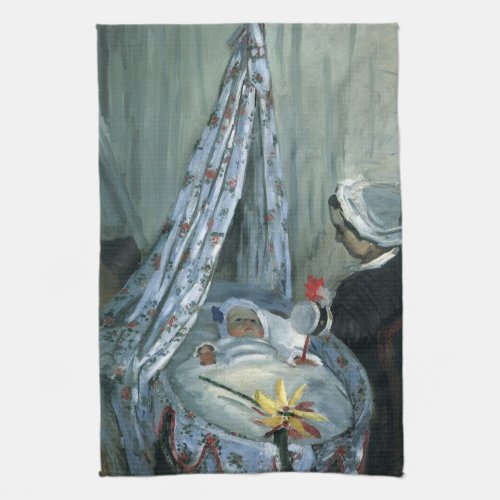 Jean Monet in His Cradle by Claude Monet Kitchen Towel