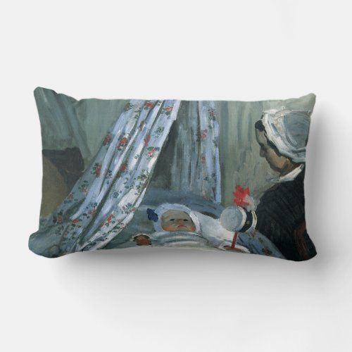 Jean Monet in His Cradle by Claude Monet Lumbar Pillow