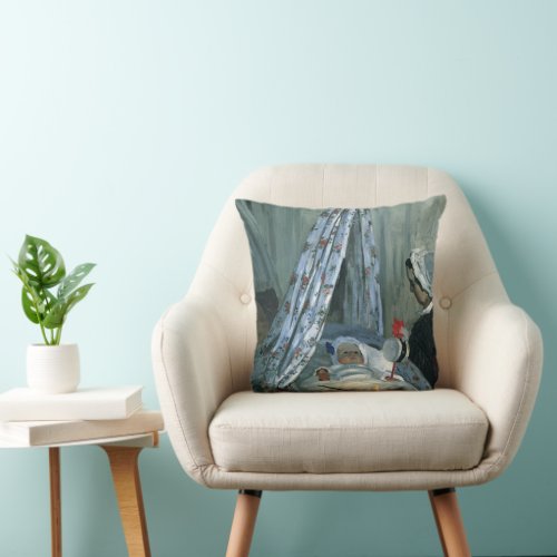 Jean Monet in His Cradle by Claude Monet Throw Pillow