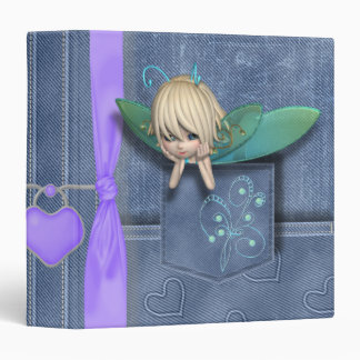 Jean Pocket Blue Green Fairy 3 Ring Binder