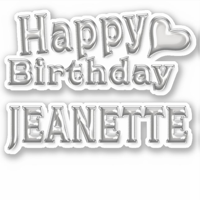Jeanette Happy Birthday silver Sticker (Front)