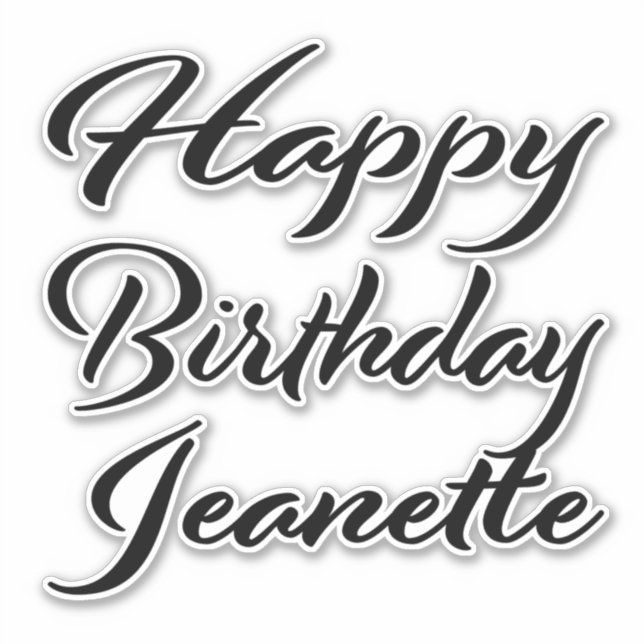 Jeanette name first name black Sticker birthday (Front)