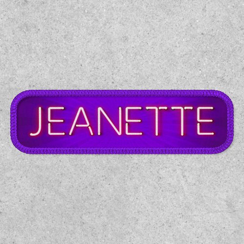 Jeanette name in glowing neon lights patch