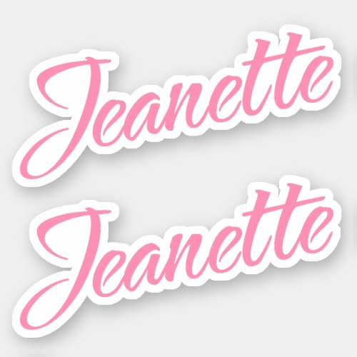 Jeanette Name in Pink x2 Sticker
