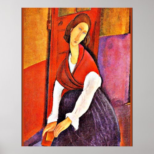 Jeanne Hebuterne in a Red Shawl by Modigliani Poster