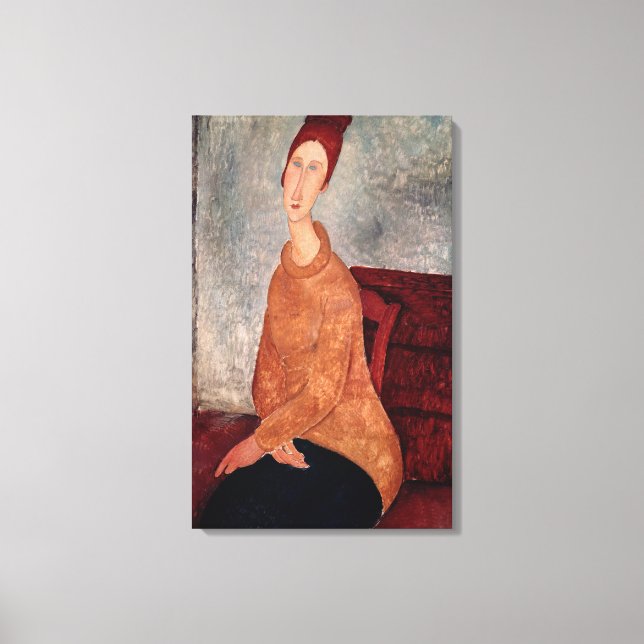 Jeanne Hebuterne in a Yellow Jumper, 1918-19 Canvas Print (Front)