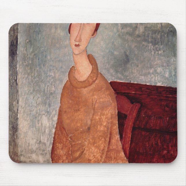 Jeanne Hebuterne in a Yellow Jumper, 1918-19 Mouse Pad (Front)