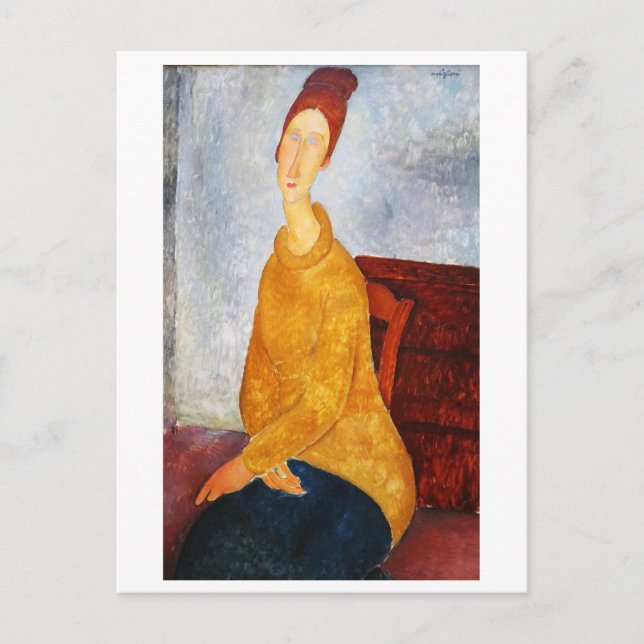 Jeanne Hebuterne in Yellow Sweater, Modigliani Postcard (Front)