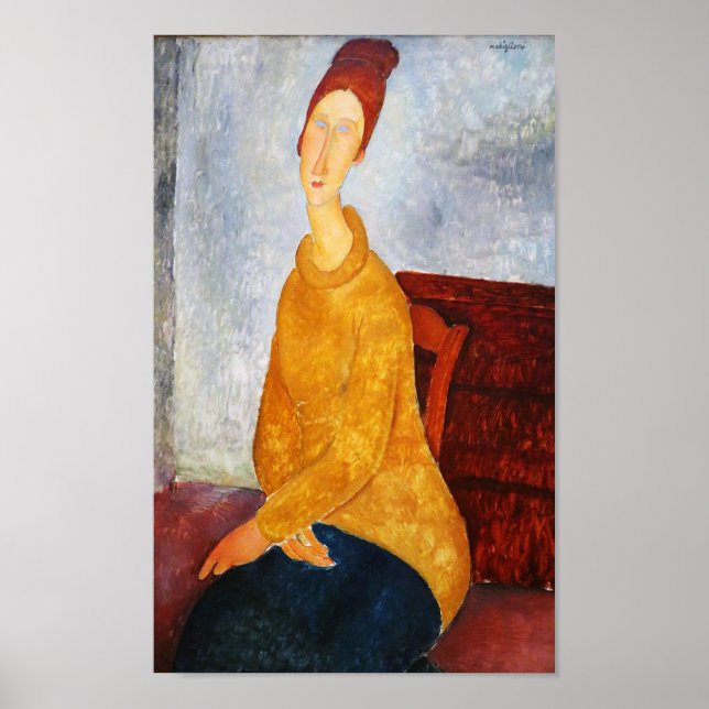Jeanne Hebuterne in Yellow Sweater, Modigliani Poster (Front)