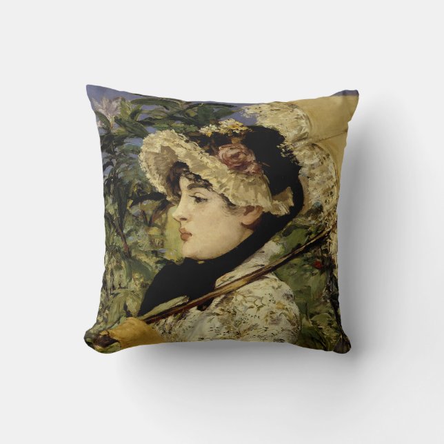 Jeanne: Spring 1881 by Manet Throw Pillow (Front)