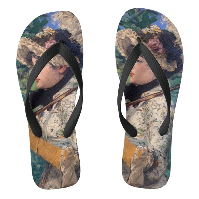 Jeanne (Spring)  By Édouard Manet Flip Flops (Footbed)