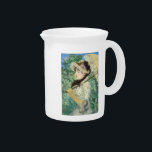 Jeanne (Spring) Edouard Manet     Beverage Pitcher<br><div class="desc">Jeanne (Spring). Edouard Manet . Portrait of a woman in green tones. There is a woman standing on a hillock with an umbrella in her hands and a cute hat. There are trees behind her. Reproduction of famous works of art  images in the public domain.</div>