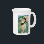 Jeanne (Spring) Edouard Manet     Beverage Pitcher<br><div class="desc">Jeanne (Spring). Edouard Manet . Portrait of a woman in green tones. There is a woman standing on a hillock with an umbrella in her hands and a cute hat. There are trees behind her. Reproduction of famous works of art  images in the public domain.</div>