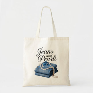 Jeans And Pearls Denim Southern Country Girls Tote Bag