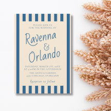 Jeans Blue & Ivory Stripes Retro Minimal Wedding