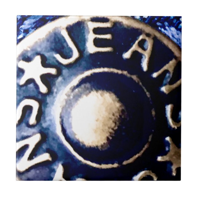 Jean's button ceramic tile (Front)