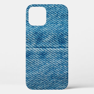 Jeans close up background. Denim stitching. Blue f iPhone 12 Case