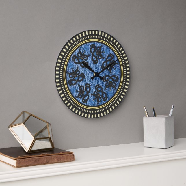Jeans Color Yoga Mandala Large Clock (Office)