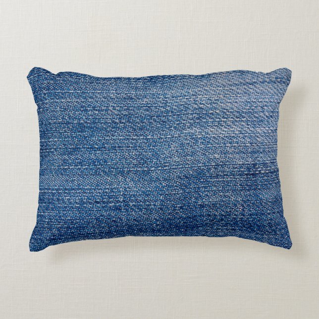 Jeans fabric denim structure blue accent pillow (Front)