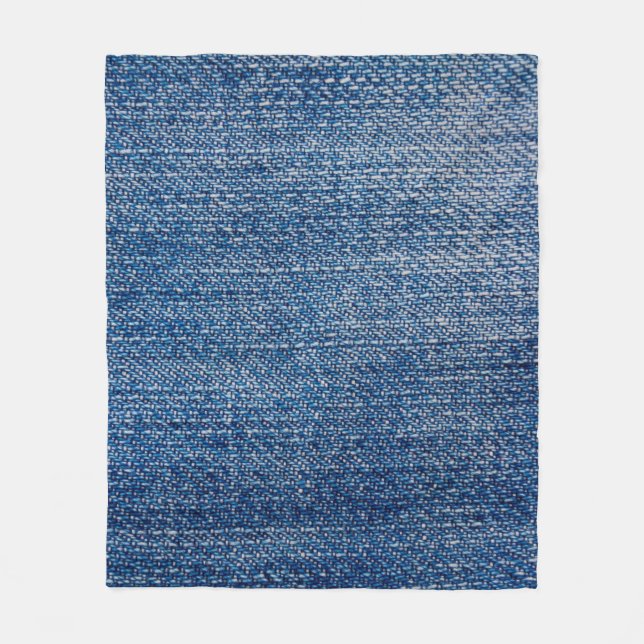 Jeans fabric denim structure blue fleece blanket (Front)
