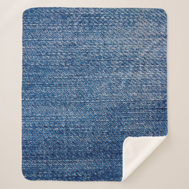 Jeans fabric denim structure blue sherpa blanket (Front)