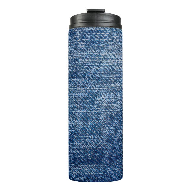 Jeans fabric denim structure blue thermal tumbler (Front)