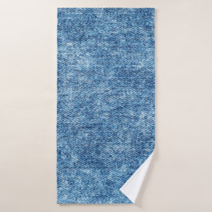 Jeans in acid wash blue. Denim background, texture Bath Towel