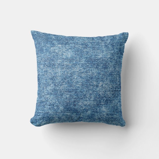Jeans in acid wash blue. Denim background, texture Throw Pillow (Front)