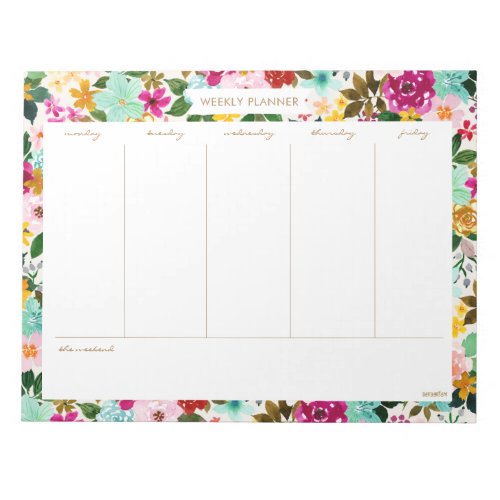 JEANS JOY Colorful Floral WEEKLY PLANNER Notepad