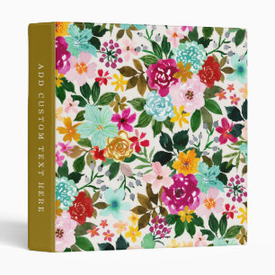 JEAN'S JOY Happy Colorful Floral 3 Ring Binder