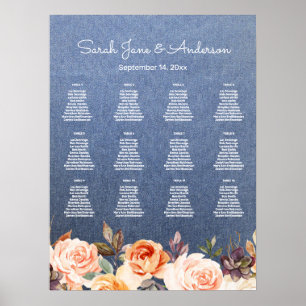Jeans Lights, Blush & Peach Floral Seating Chart