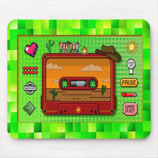 Jeans pixel art mousse rug. mouse pad (Front)