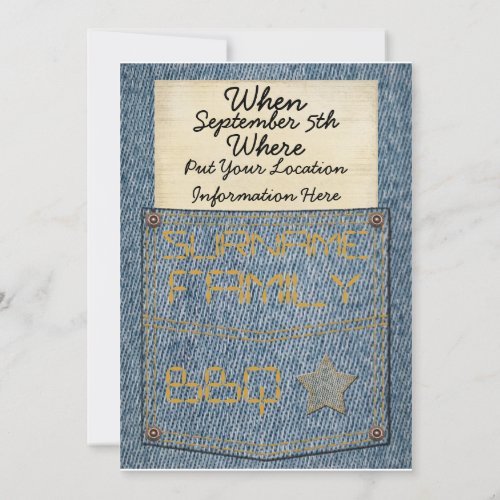 Jeans Pocket BBQ Invitations