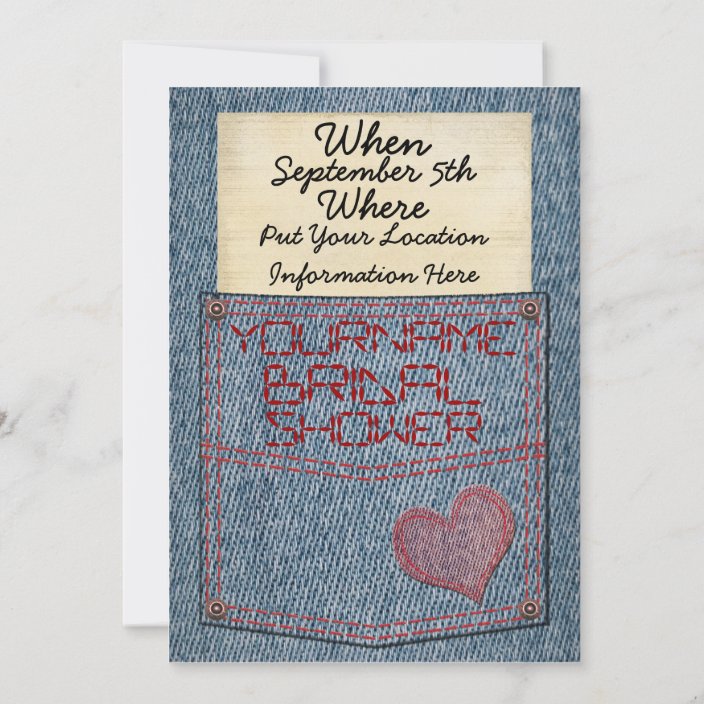 Jeans Pocket Bridal Shower Invitations