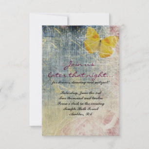JEANS ROSES & BUTTERFLIES Bat Mitzvah Party Card